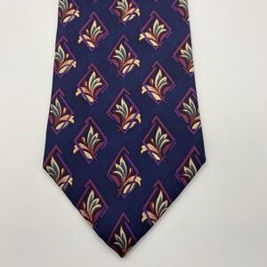 Christian Dior Monsieur Tie 58x3.75 Silk Navy Flower Print USA VGUC